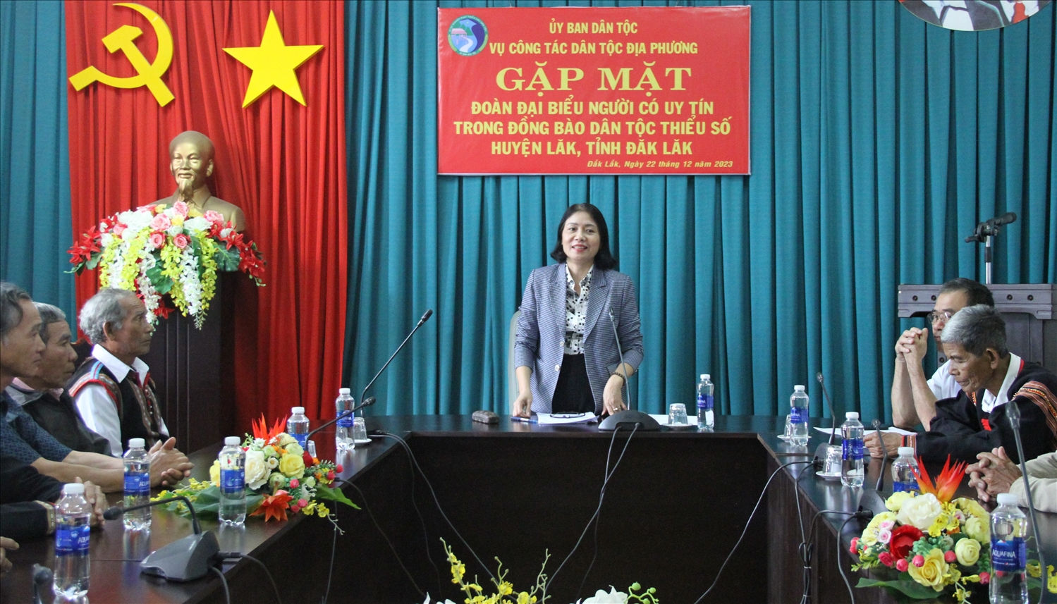 Phó Vụ trưởng Vụ Công tác dân tộc địa phương Phạm Thị Phước An phát biểu tại buổi gặp mặt Phó Vụ trưởng Vụ Công tác dân tộc địa phương Phạm Thị Phước An phát biểu tại buổi gặp mặt