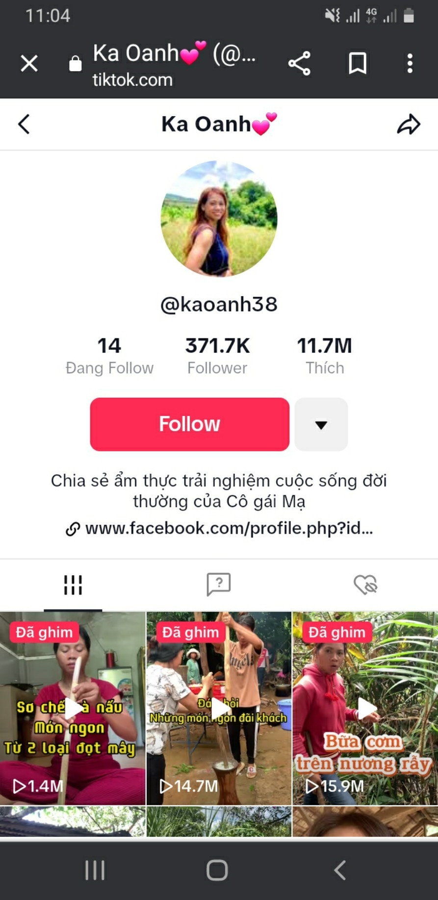Ka Oanh lan tỏa món ngon của rừng trên kênh TikTok Ka Oanh lan tỏa món ngon của rừng trên kênh TikTok