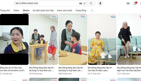Chỉ cần gõ từ khóa “mẹ chồng nàng dâu”, hàng loạt phim ngắn đề tài này đã lập tức xuất hiện Chỉ cần gõ từ khóa “mẹ chồng nàng dâu”, hàng loạt phim ngắn đề tài này đã lập tức xuất hiện
