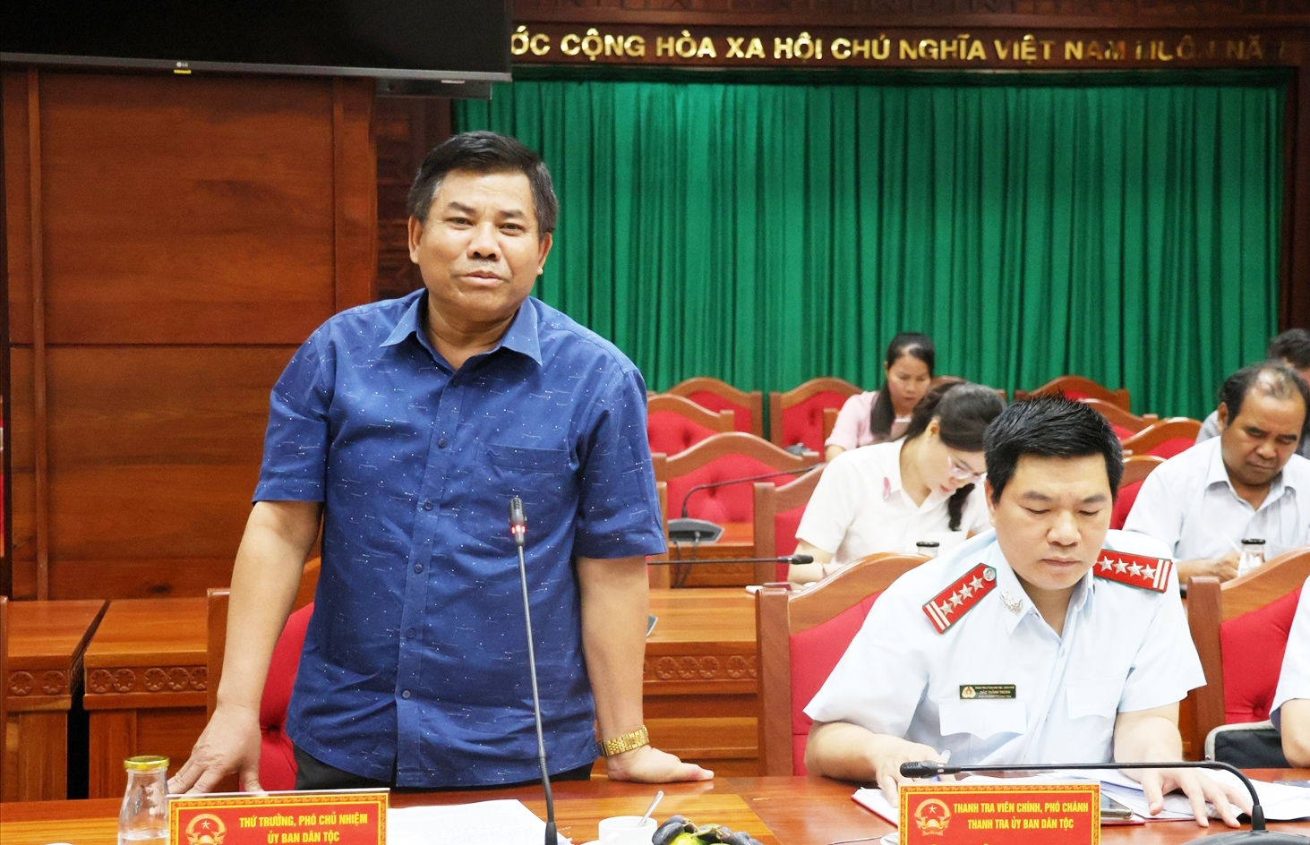 Thứ trưởng, Phó Chủ nhiệm UBDT Y Thông  phát biểu chia sẻ tại buổi Công bố quyết định thanh tra