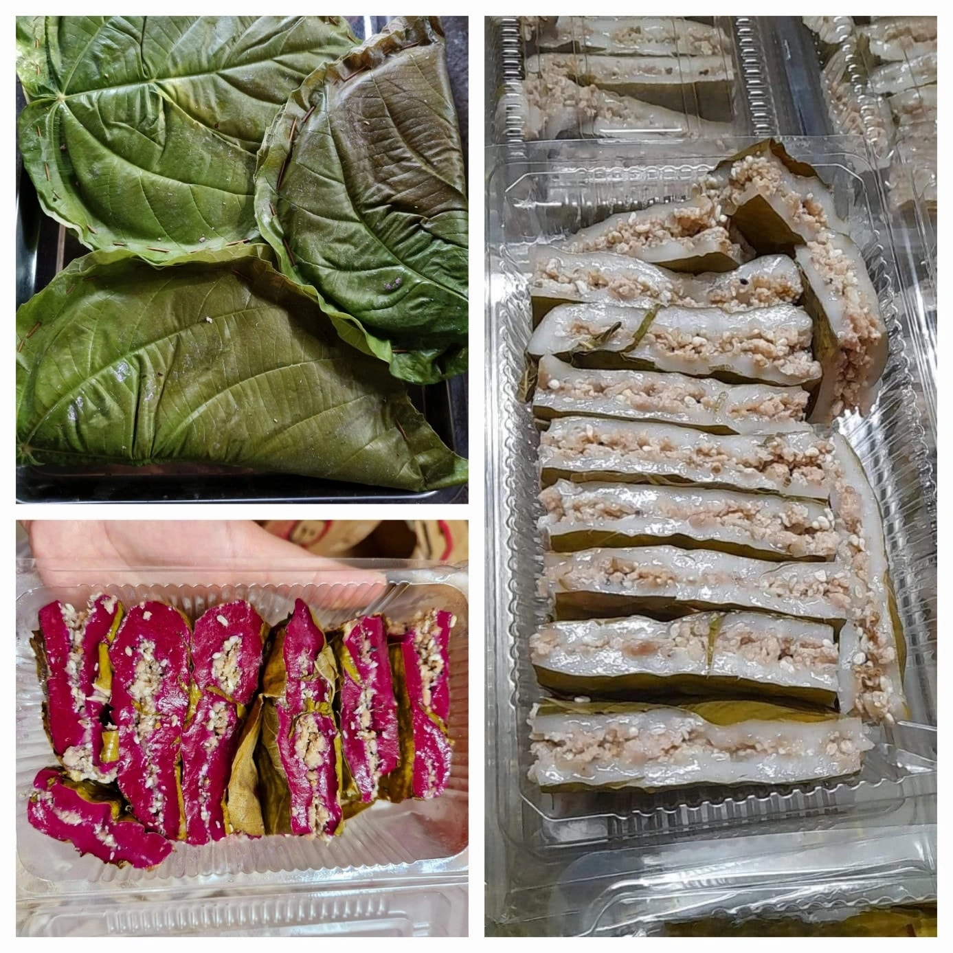 Bánh có nhân gồm trứng kiến, thịt lợn…, vỏ bánh làm bằng gạo nếp. Ảnh: NVCC.