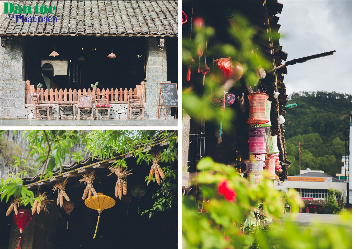 Ở một số ngôi nhà tại phố cổ Đồng Văn còn được trang trí bằng những chiếc lồng đèn trước cửa. 