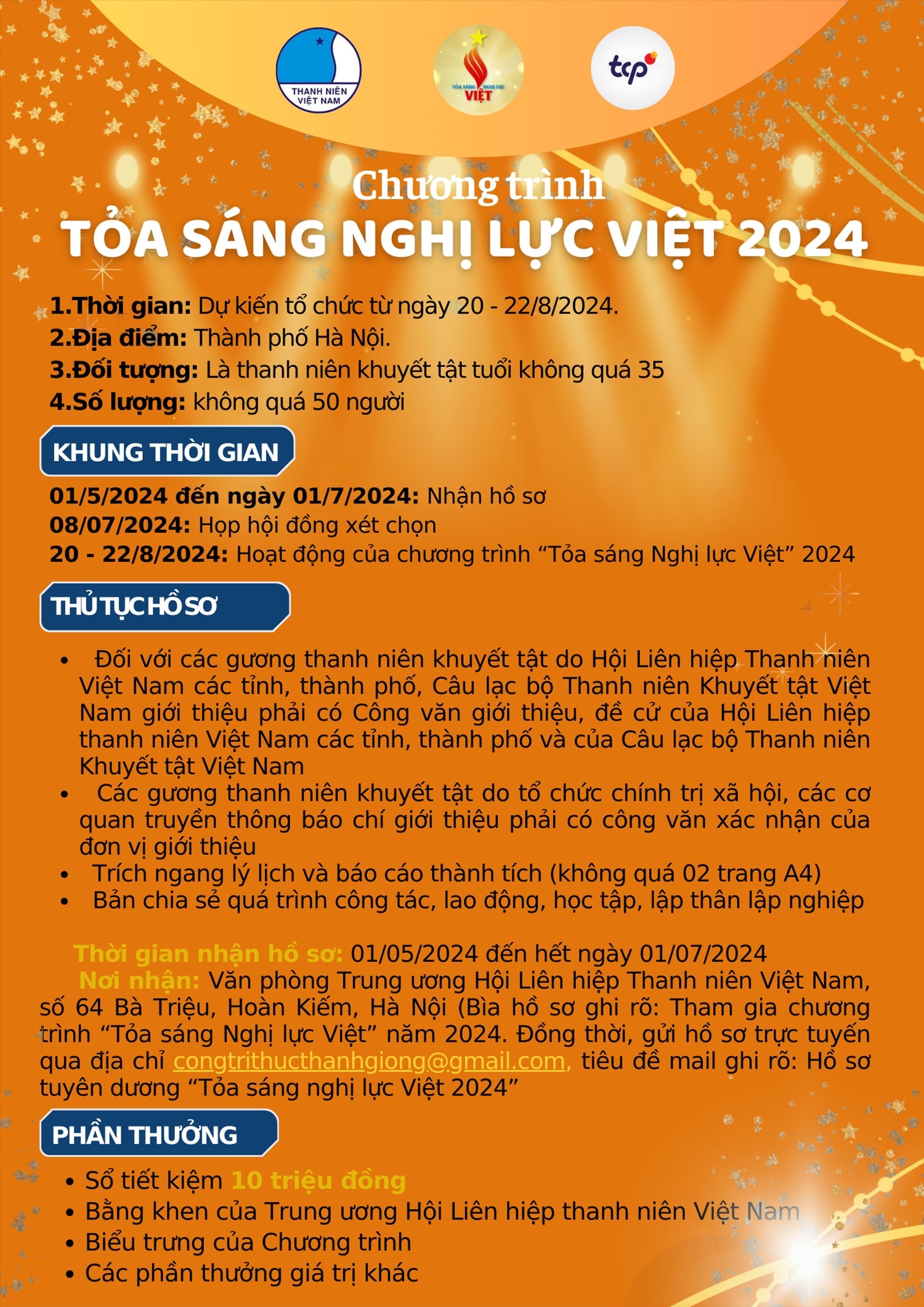 Chương trình năm nay sẽ tuyên dương 50 đại biểu là thanh niên khuyết tật