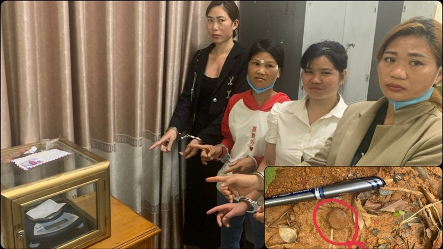 Các nữ quái cùng số ma túy thu giữ được. Ảnh: CACC