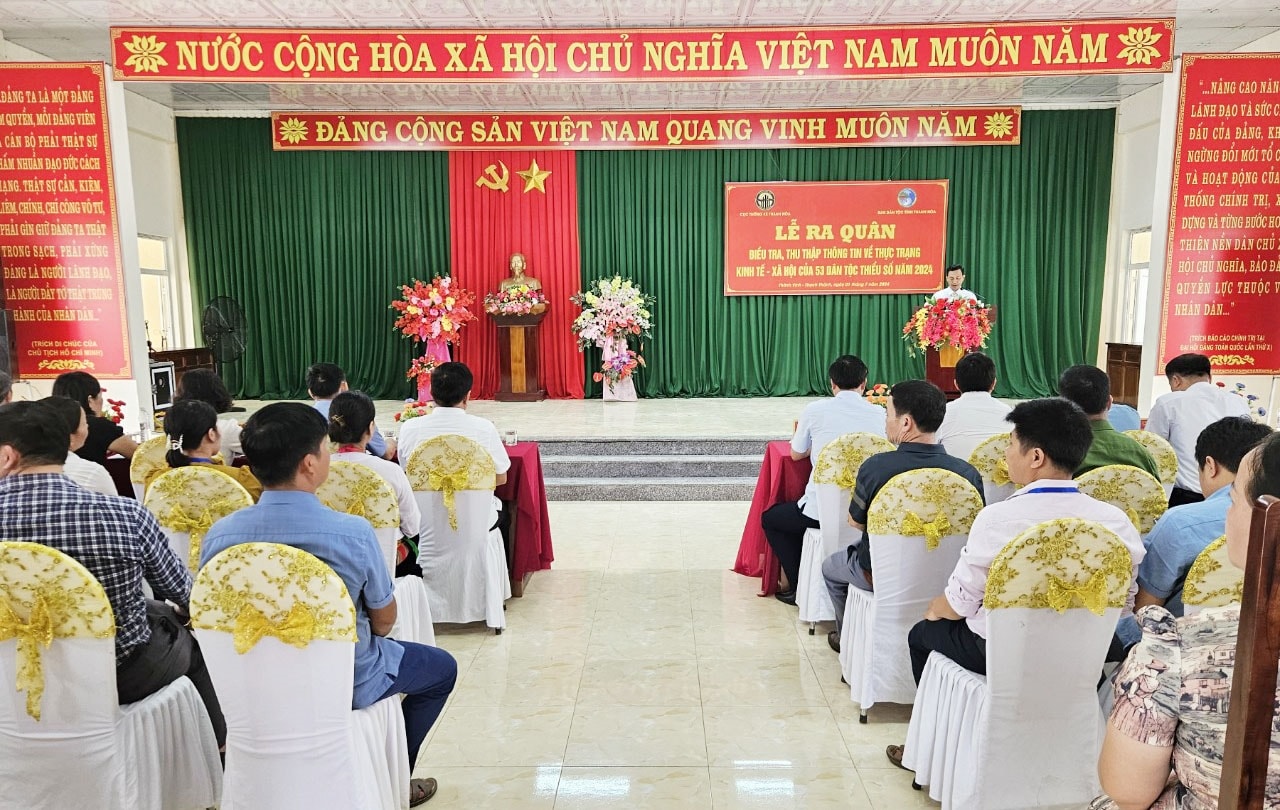 Lễ ra quân Điều tra thu thập thông tin thực trạng kinh tế - xã hội của 53 DTTS năm 2024, tại xã Thành Vinh, huyện Thạch Thành, tỉnh Thanh Hóa Lễ ra quân Điều tra thu thập thông tin thực trạng kinh tế - xã hội của 53 DTTS năm 2024, tại xã Thành Vinh, huyện Thạch Thành, tỉnh Thanh Hóa