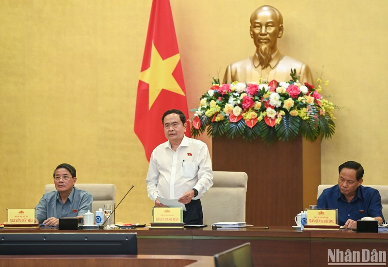 Chủ tịch Quốc hội Trần Thanh Mẫn phát biểu tại cuộc làm việc. (Ảnh: Duy Linh) Chủ tịch Quốc hội Trần Thanh Mẫn phát biểu tại cuộc làm việc. (Ảnh: Duy Linh)