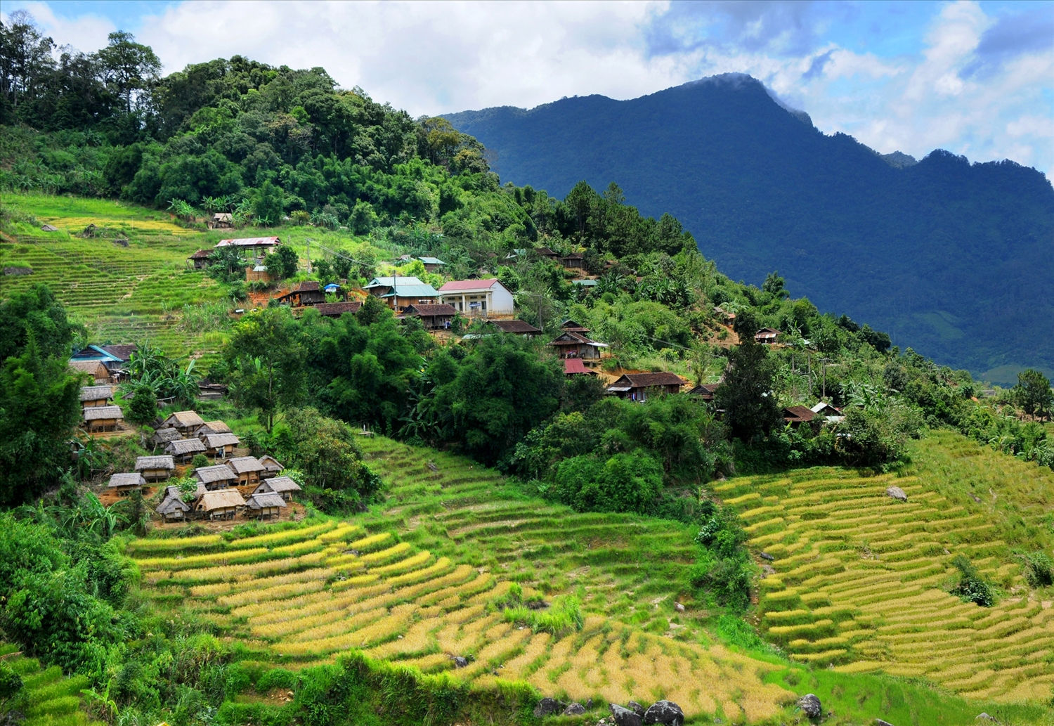 Chon von trên đỉnh đồi là những ngôi làng của bà con dân tộc Xơ Đăng                         