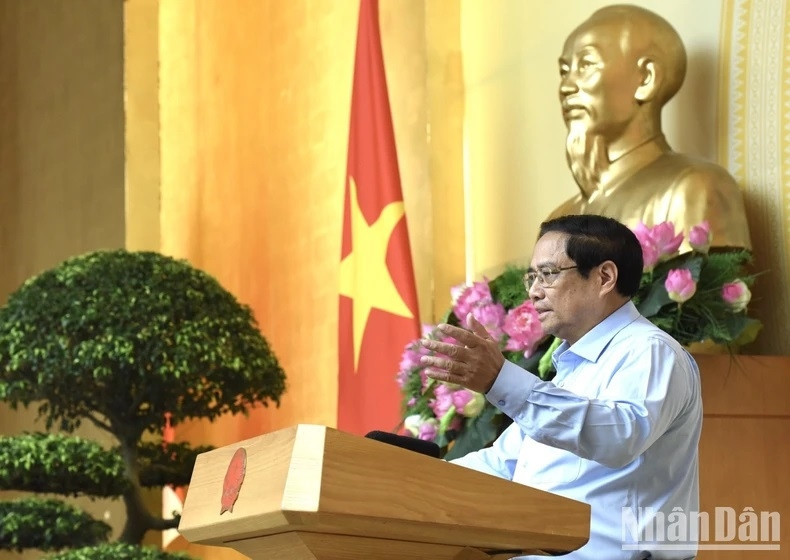 Thủ tướng Phạm Minh Chính phát biểu ý kiến tại Hội nghị. (Ảnh:TRẦN HẢI)
