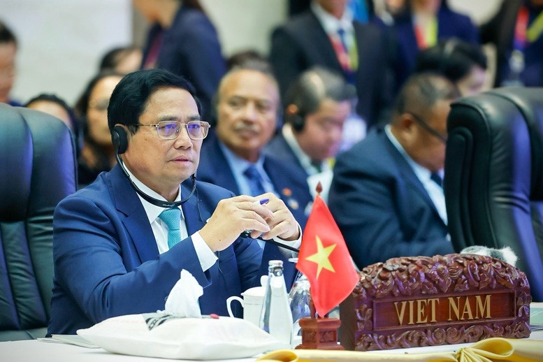 Thủ tướng Phạm Minh Chính đề nghị ASEAN và Ấn Độ tiếp tục vun đắp nền tảng chung về văn hóa, xã hội, con người, phát triển quan hệ hai bên ngày càng vững mạnh, toàn diện - Ảnh: VGP/Nhật Bắc