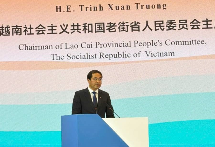 Chủ tịch UBND tỉnh Lào Cai Trịnh Xuân Trường phát biểu tại diễn đàn