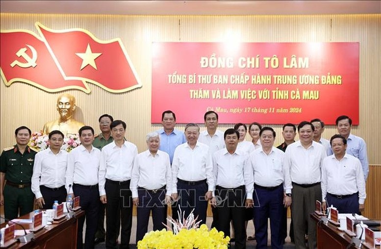 Tổng Bí thư Tô Lâm tại buổi làm việc với Ban Thường vụ Tỉnh ủy Cà Mau - Ảnh: TTXVN Tổng Bí thư Tô Lâm tại buổi làm việc với Ban Thường vụ Tỉnh ủy Cà Mau - Ảnh: TTXVN