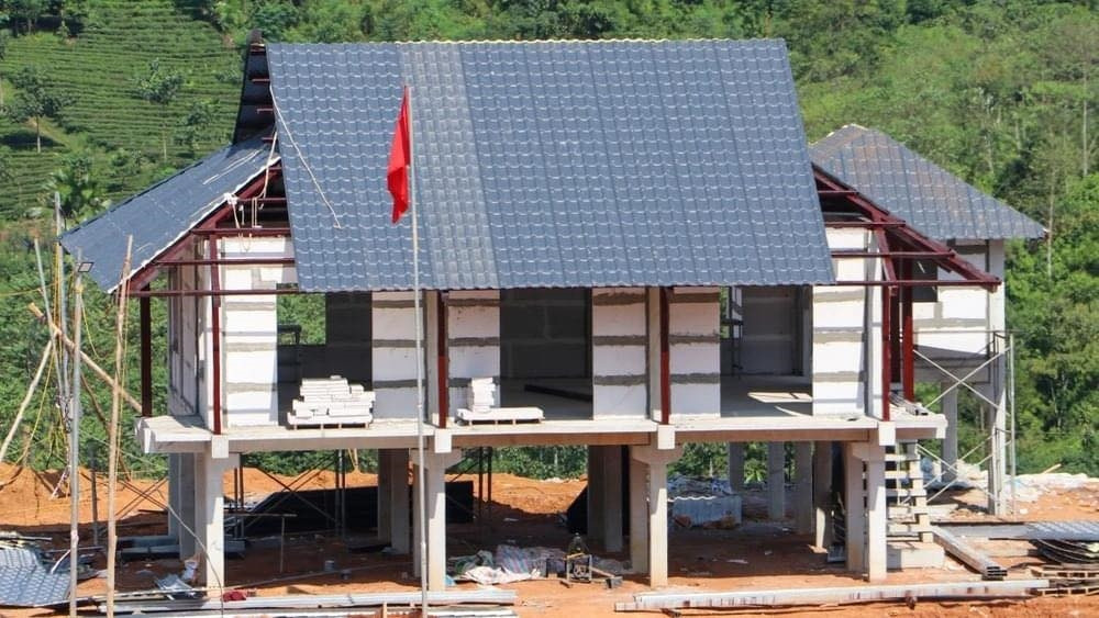 Thiết kế  nhà sàn truyền thống của người Tày ở khu tái định cư Làng Nủ
