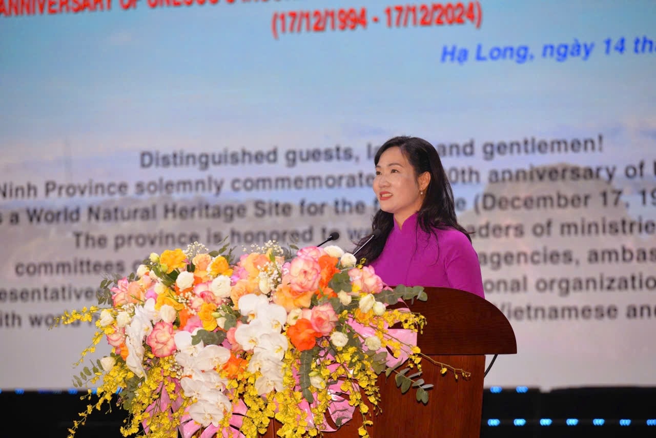 Phó Chủ tịch UBND tỉnh Quảng Ninh Nguyễn Thị Hạnh phát biểu tại lễ kỷ niệm