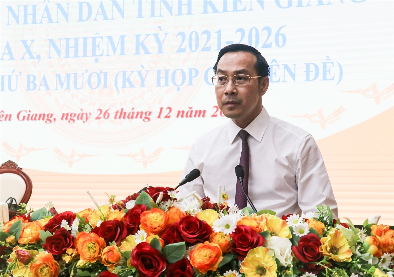 Tân Chủ tịch UBND tỉnh Kiên Giang Nguyễn Thanh Nhàn phát biểu nhận nhiệm vụ