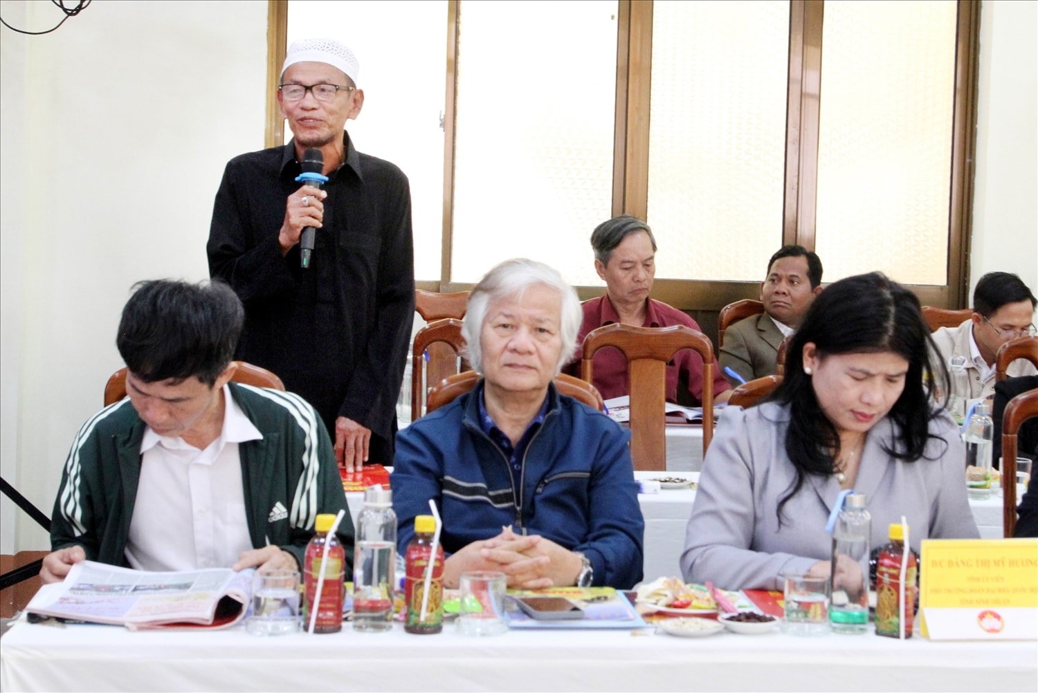Ông Thành Thanh Tâm, Trưởng Ban Đại diện Cộng đồng Hồi giáo Islam tỉnh phát biểu tại buổi Họp mặt.
