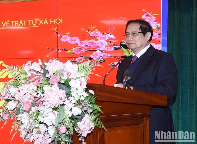 Thủ tướng Phạm Minh Chính phát biểu ý kiến. (Ảnh: TRẦN HẢI) Thủ tướng Phạm Minh Chính phát biểu ý kiến. (Ảnh: TRẦN HẢI)