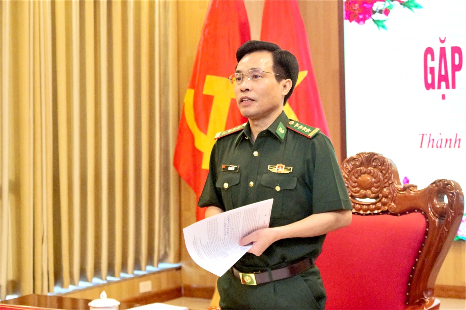 Đại tá Vũ Quốc Ân - Phó Chính ủy BĐBP phát biểu tại buổi gặp mặt Đại tá Vũ Quốc Ân - Phó Chính ủy BĐBP phát biểu tại buổi gặp mặt