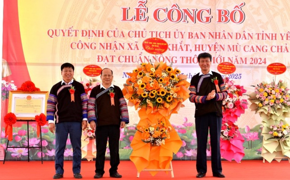Bí thư Tỉnh ủy Yên Bái Trần Huy Tuấn tặng hoa chúc mừng xã Nậm Khắt đạt chuẩn nông thôn mới năm 2024 (Ảnh TL) Bí thư Tỉnh ủy Yên Bái Trần Huy Tuấn tặng hoa chúc mừng xã Nậm Khắt đạt chuẩn nông thôn mới năm 2024 (Ảnh TL)