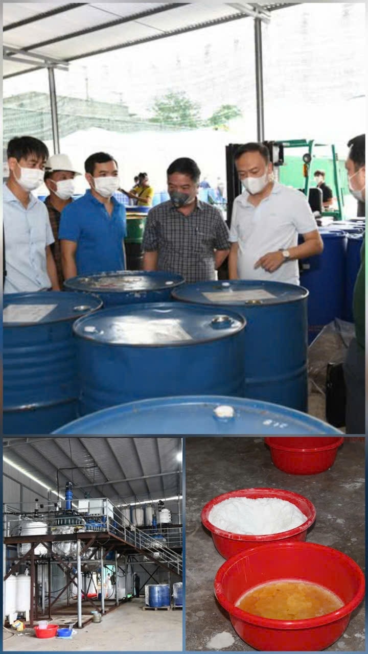 Khu vực xưởng sản xuất của các đối tượng.Ảnh: TL Khu vực xưởng sản xuất của các đối tượng.Ảnh: TL