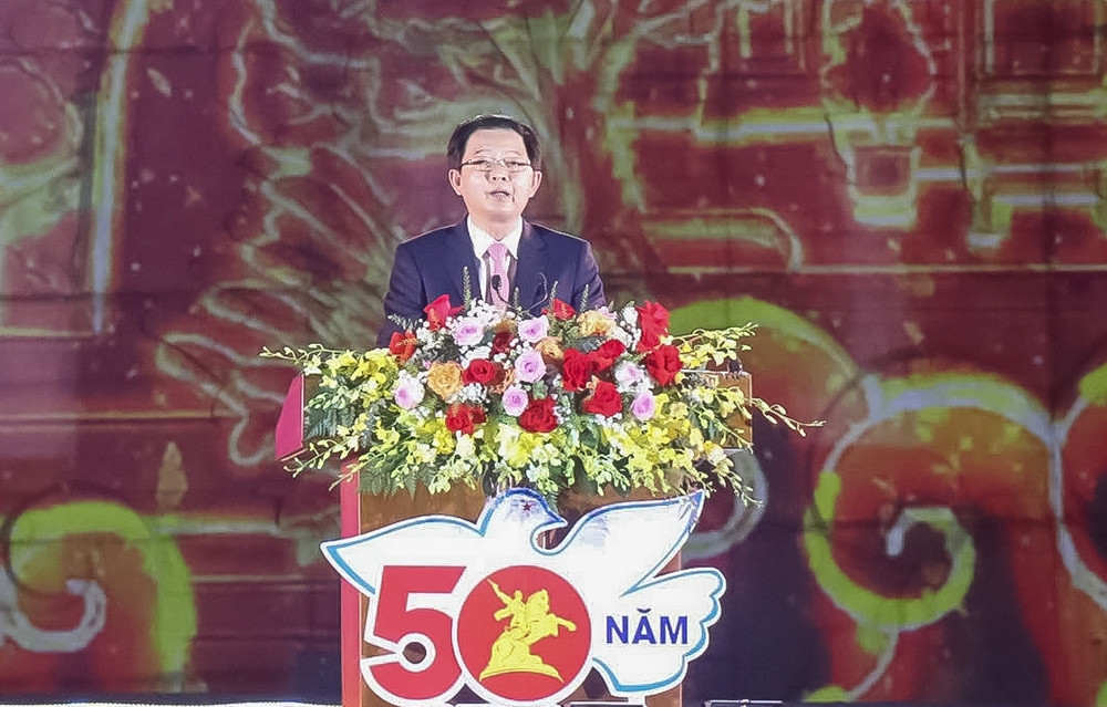 Ông Hồ Quốc Dũng - Bí thư Tỉnh ủy Bình Định phát biểu tại buổi lễ
