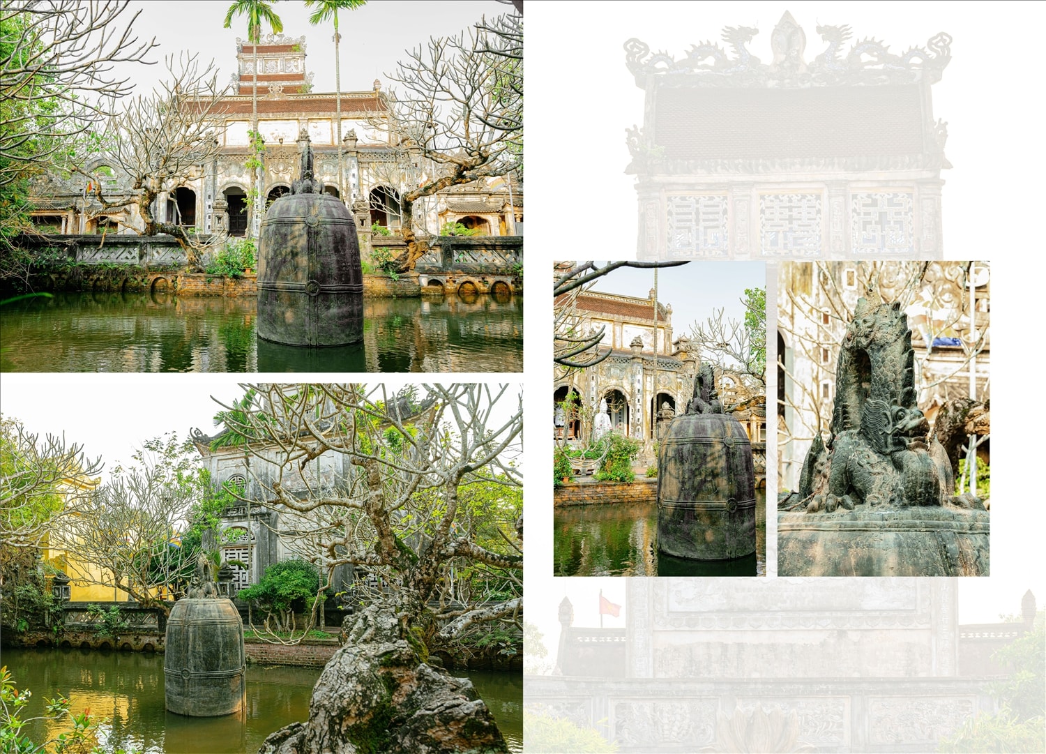Sau khi cuộc kháng chiến chống Thực dân Pháp bùng nổ, sợ chuông bị giặc phá hoại, người dân địa phương cùng nhà chùa đã vần chuông ngâm giấu dưới hồ nước.  Khi hòa bình lập lại (năm 1954), quả chuông đồng được kéo lên đặt ở bệ giữa lòng hồ. 