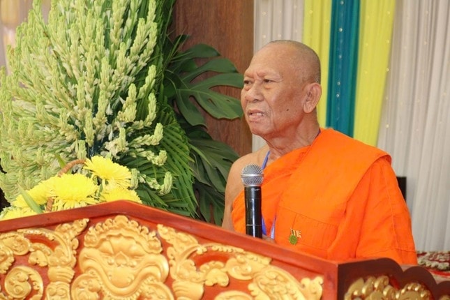 Hòa thượng Thạch Sok Xane phát biểu tại buổi lễ