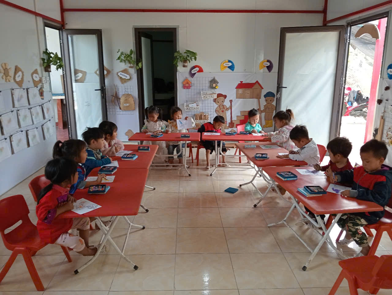 Lớp học mầm non tại điểm trường Hoàng Trù Văn.