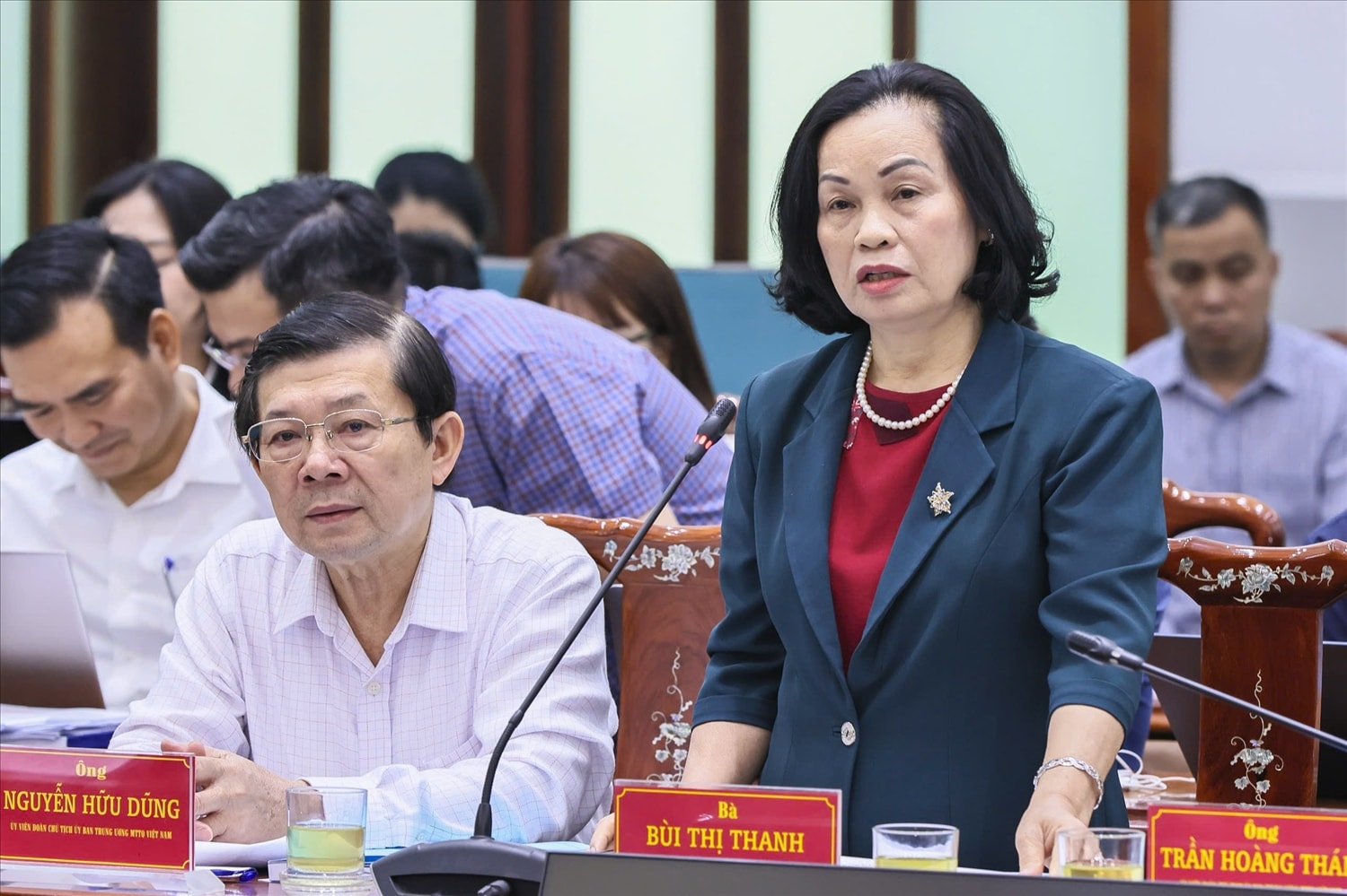 Bà Bùi Thị Thanh, nguyên Phó Chủ tịch Ủy ban Trung ương MTTQ Việt Nam phát biểu nỗi băn khoan, lo lắng (Ảnh: Quang Vinh)