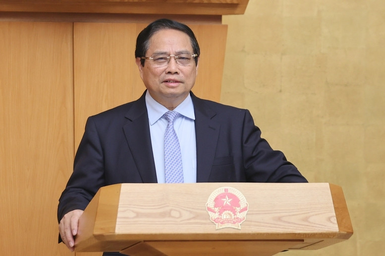 Thủ tướng Phạm Minh Chính nhấn mạnh: Phải cụ thể hóa, thể chế hóa tất cả chủ trương của Đảng; giải phóng, phát huy mọi nguồn lực của đất nước - Ảnh: VGP/Nhật Bắc