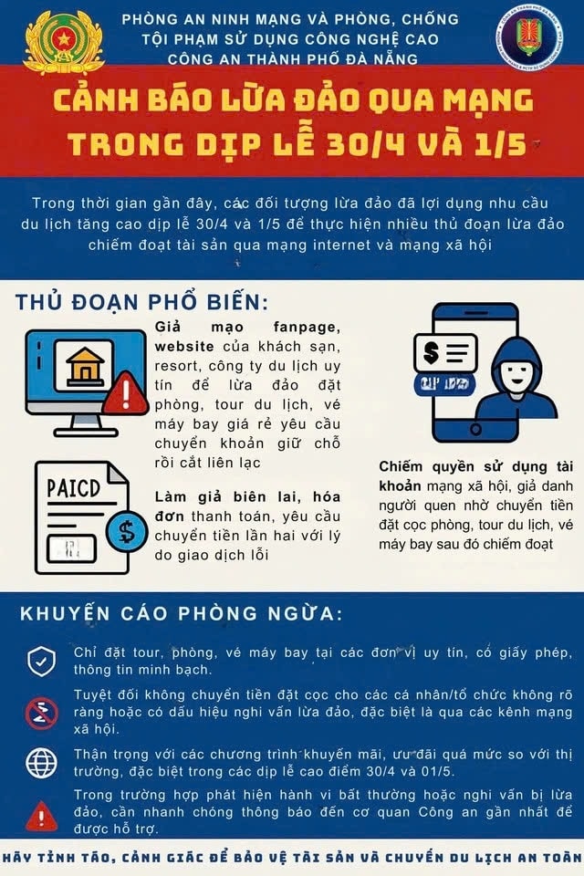 Phòng An ninh mạng và phòng chống tội phạm sử dụng công nghệ cao cảnh báo dịp lễ 30/4 - 01/5