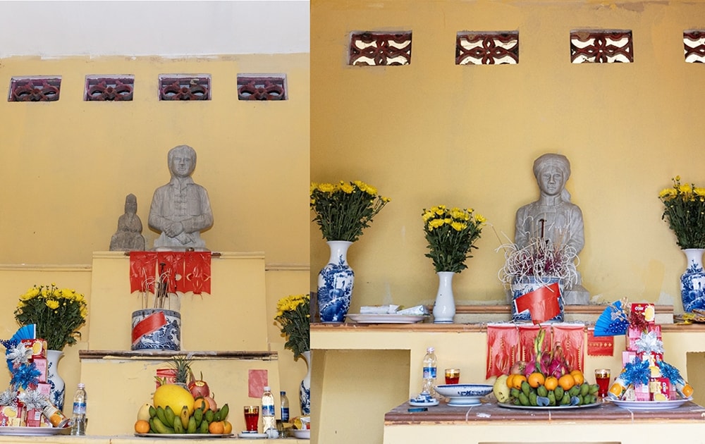 Tượng  thờ của chàng Ba và nàng Út được đặt tại Miếu Ông và Miếu Bà