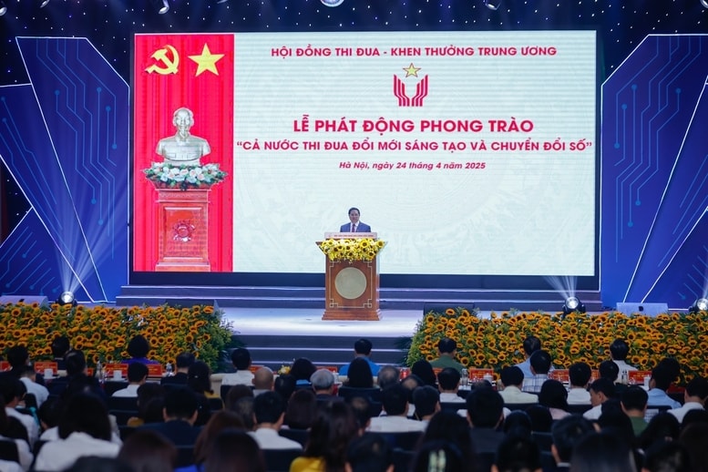 Thủ tướng nhấn mạnh: Với quyết tâm chính trị cao, với tinh thần đoàn kết, sáng tạo và khát vọng phát triển mạnh mẽ của dân tộc, Phong trào sẽ lan tỏa sâu rộng, tạo động lực, khí thế, xu thế mới, sức mạnh mới để đất nước vững bước tiến vào kỷ nguyên vươn mình của dân tộc - Ảnh: VGP/Nhật Bắc