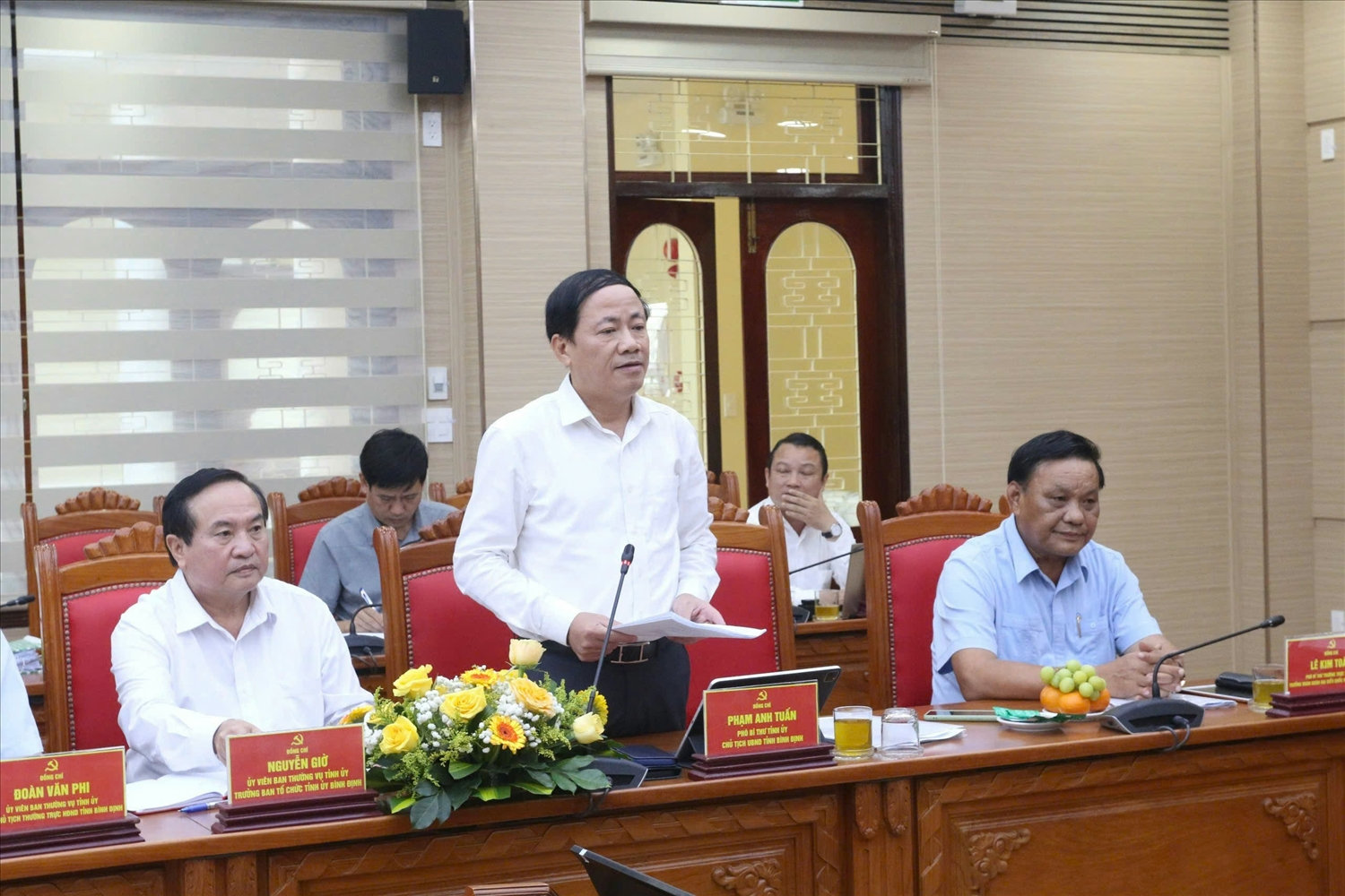 Ông Phạm Anh Tuấn, Chủ tịch UBND tỉnh Bình Định phát biểu tại buổi làm việc