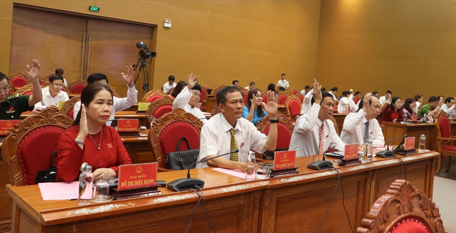 Các đại biểu biểu quyết thông qua các nghị quyết tại kỳ họp
