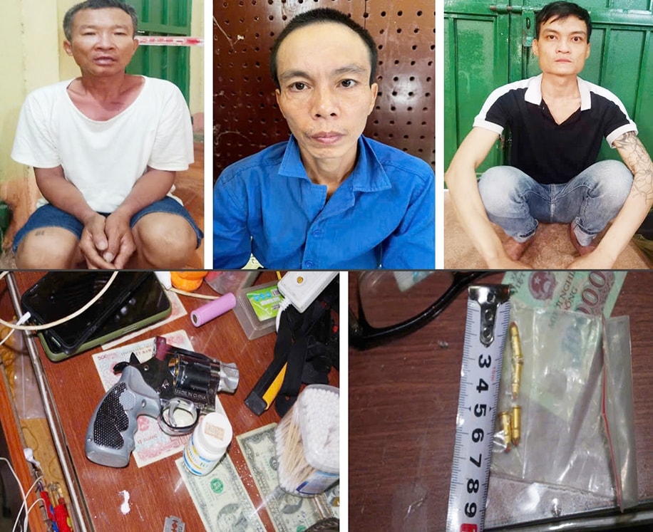 Các đối tượng đã bị Cơ quan Cảnh sát điều tra Công an tỉnh Đắk Nông đã khởi tố vụ án, khởi tố bị can và tạm giam (ảnh trên) và tang vật bị thu giữ (ảnh dưới)