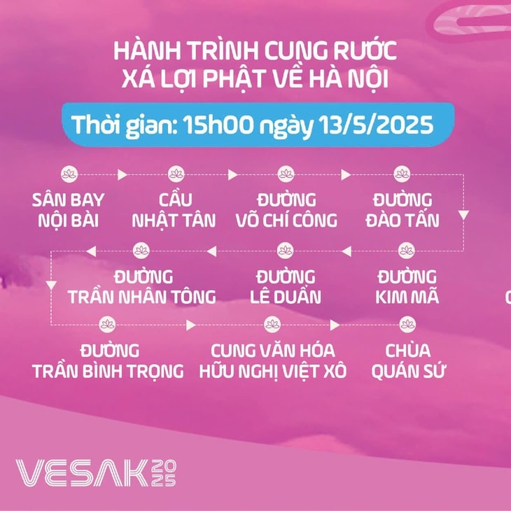 Hành trình trình cung rước Xá lợi Phật về Hà Nội. (Ảnh: BTC)