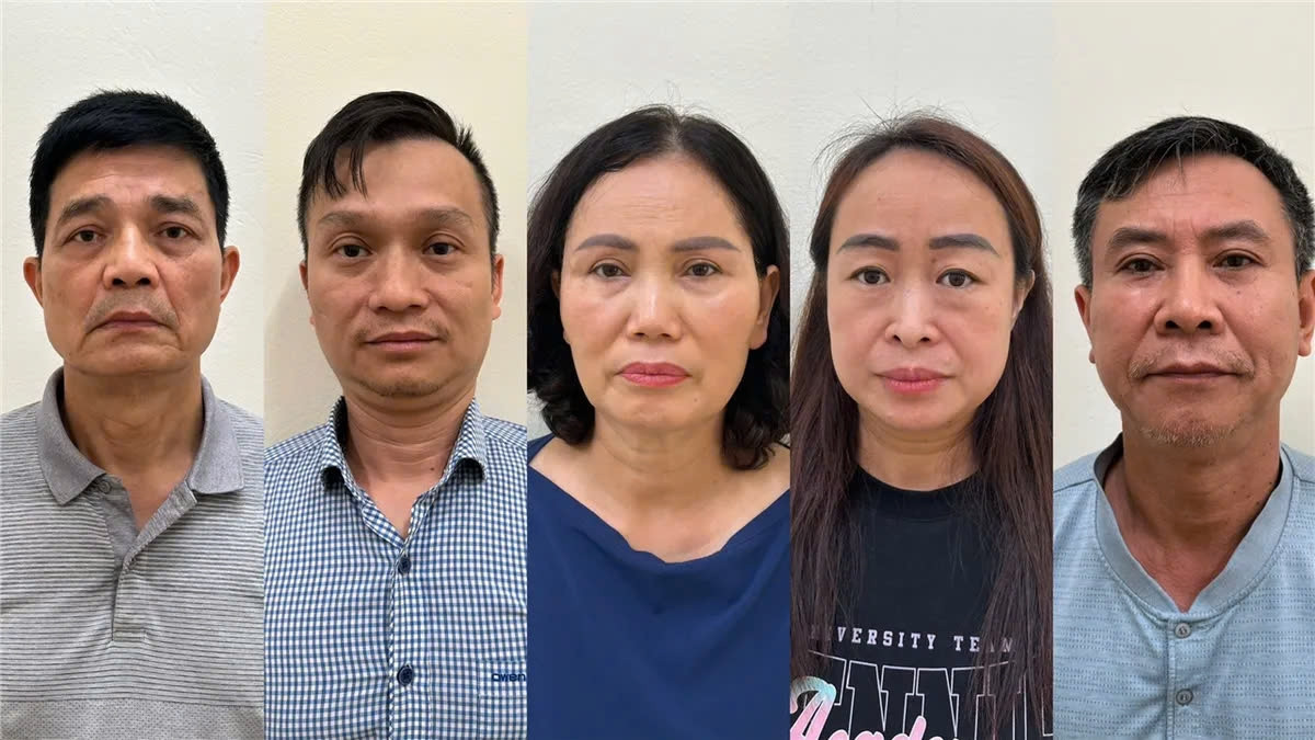 Các đối tượng Nguyễn Thanh Phong; Đinh Quang Minh; Nguyễn Thị Minh Hải; Lê Thị Hiên; Cao Văn Trung (theo thứ tự từ trái qua)