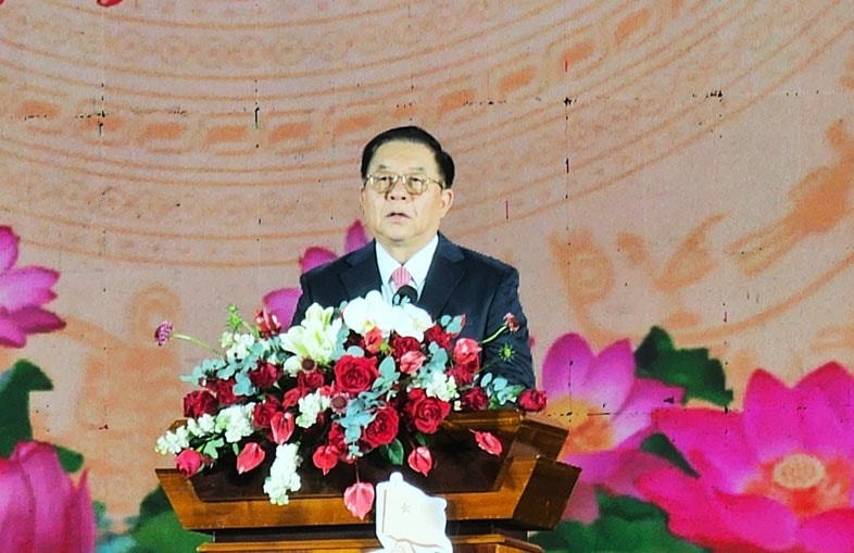 Nguyễn Trọng Nghĩa - Ủy viên Bộ Chính trị, Bí thư Trung ương Đảng, Trưởng Ban Tuyên giáo và Dân vận Trung ương, phát biểu tại buổi Lễ kỷ niệm
