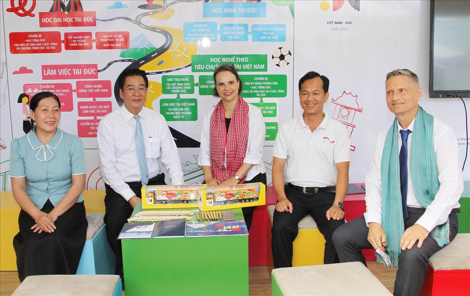 Các đại biểu tham quan, trao đổi tại Chuyến xe hướng nghiệp Đức.