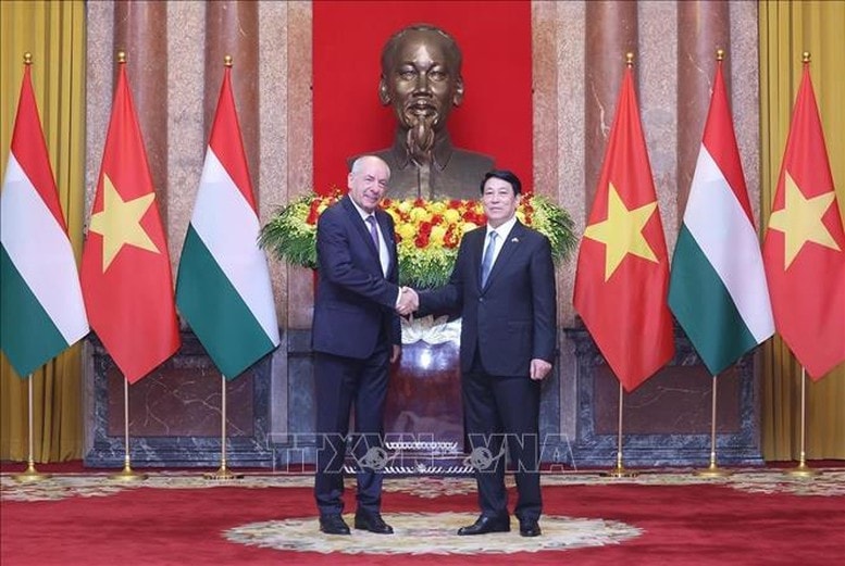 Chủ tịch nước Lương Cường và Tổng thống Hungary Sulyok Tamas. Ảnh: TTXVN