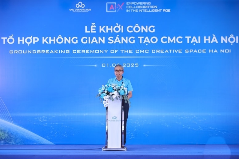 Chủ tịch HĐQT Tập đoàn CMC Nguyễn Trung Chính phát biểu tại Lễ khởi công - Ảnh: VGP/Nhật Bắc Chủ tịch HĐQT Tập đoàn CMC Nguyễn Trung Chính phát biểu tại Lễ khởi công - Ảnh: VGP/Nhật Bắc