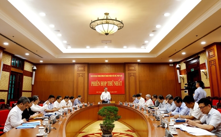 Ban Chỉ đạo Trung ương về hoàn thiện thể chế, pháp luật họp Phiên họp thứ nhất. Ảnh: VGP/Giang Oanh