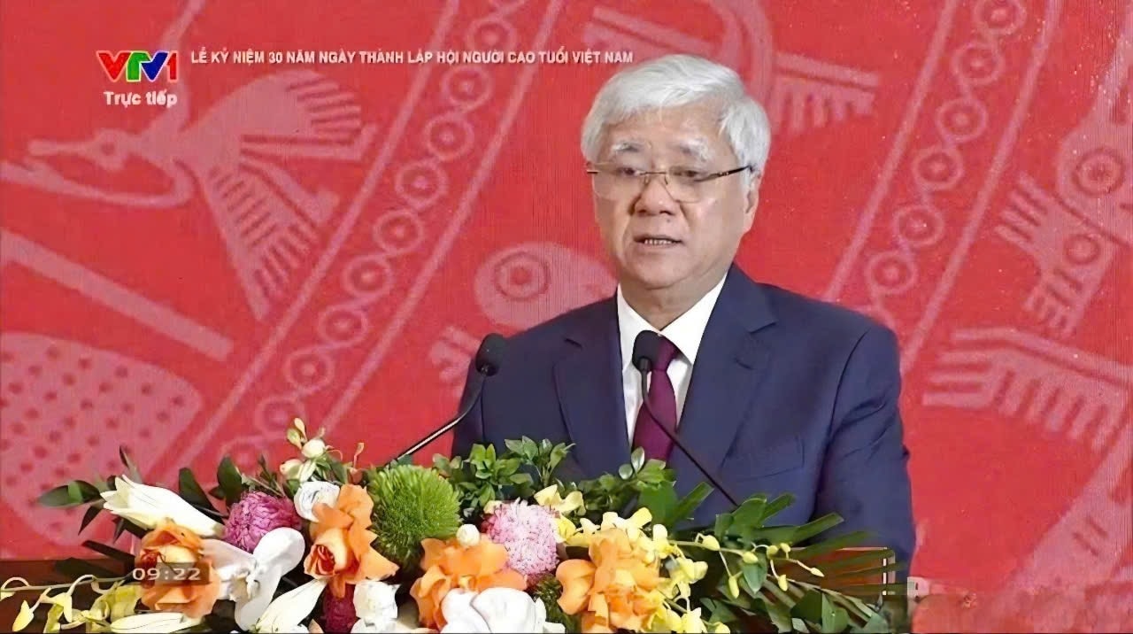 Ủy viên Bộ Chính trị, Bí thư Trung ương Đảng, Chủ tịch Ủy ban Trung ương MTTQ Việt Nam Đỗ Văn Chiến phát biểu tại lễ Kỷ niệm.  Ảnh: Internet