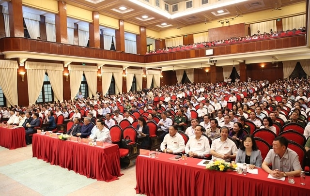 Các đồng chí lãnh đạo Đảng, Nhà nước tham dự Hội nghị - Ảnh: VGP/Nguyễn Hoàng
