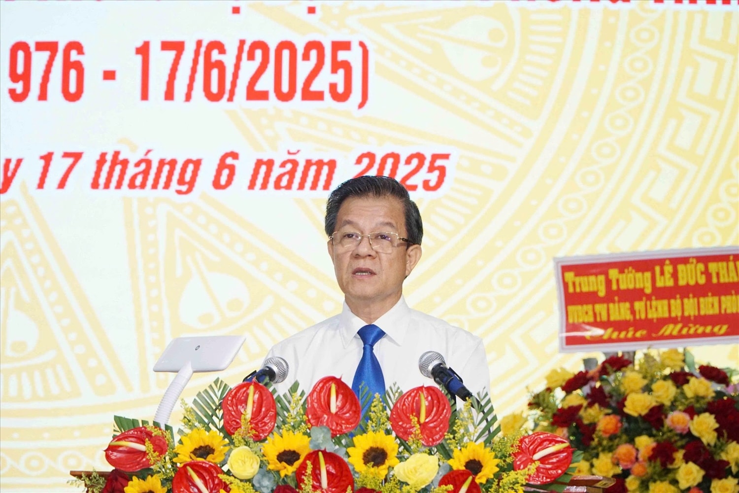 Bí thư Tỉnh ủy An Giang Lê Hồng Quang phát biểu tại buổi lễ 