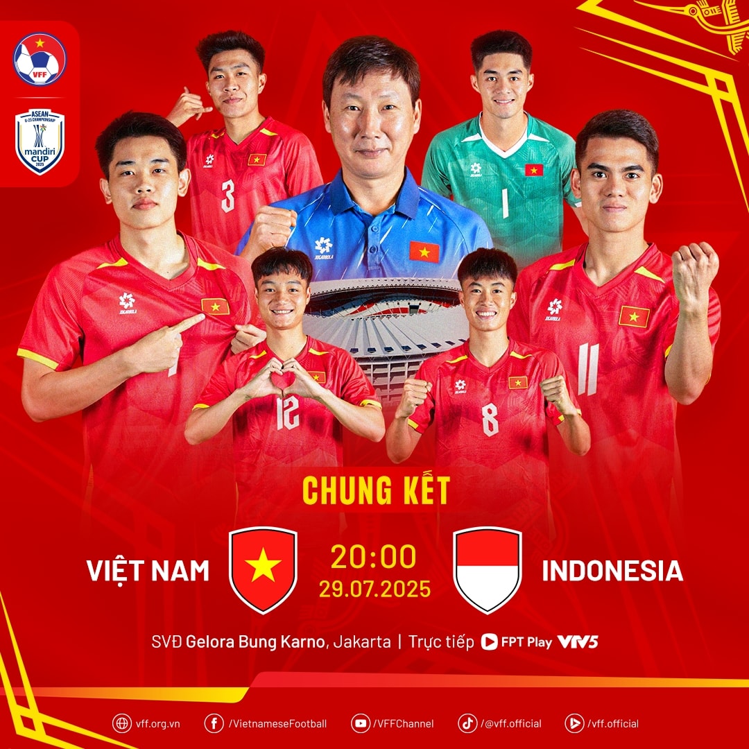 Trận đấu chung kết sẽ diễn ra lúc 20h ngày 29/7, trên sân Gelora Bung Karno (Ảnh VFF)