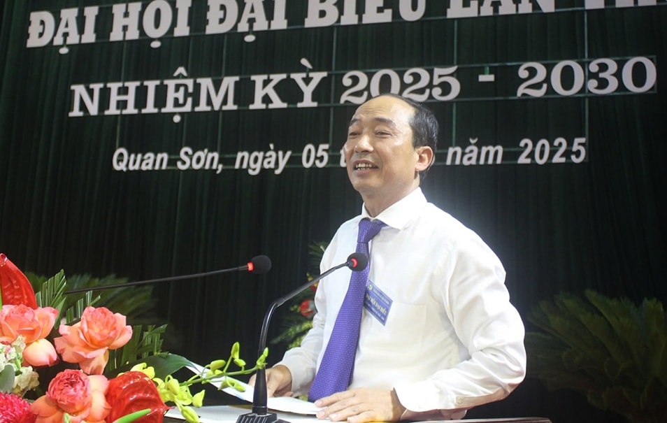Ông Lê Tiến Lam, Ủy viên Ban Thường vụ Tỉnh ủy, Phó Chủ tịch Thường trực HĐND tỉnh Thanh Hóa, phát biểu chỉ đạo tại Đại hội. (Ảnh: Quỳnh Trâm)