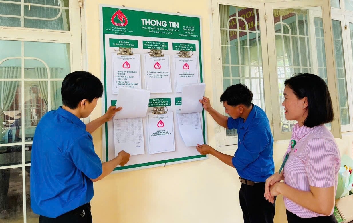 Niêm yết thông tin vốn chính sách xã hội tại xã Đắk Kia
