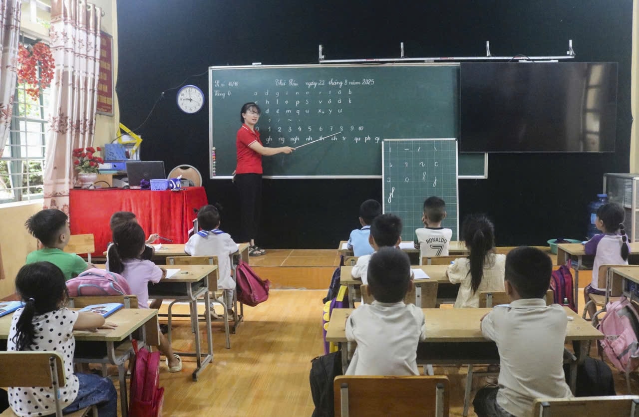 Chương trình tăng cường tiếng Việt cho học sinh DTTS  giúp các em tăng khả năng nghe, nói, đọc, viết bằng tiếng Việt  trước khi bước vào lớp 1 (ảnh Trọng Bảo)