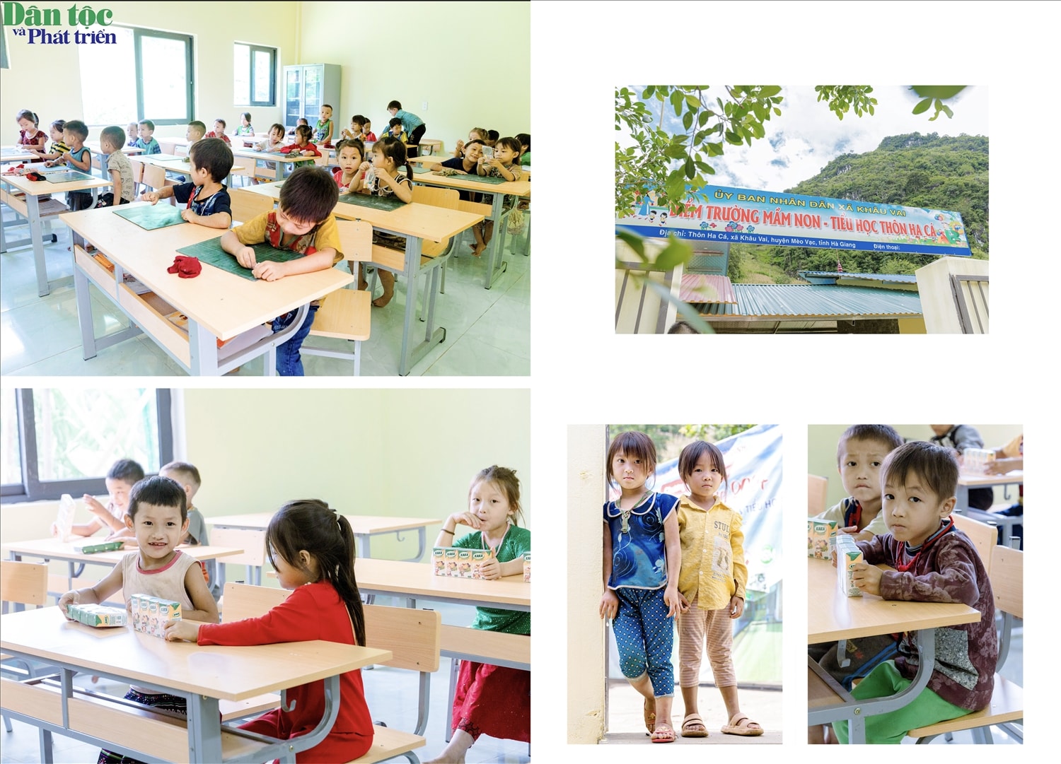 Các em học sinh của thôn Ha Cá trong lớp học mới. Ảnh: Vũ Mừng
